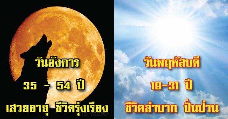 เปิดดวงเสวยอายุทั้ง 7 วัน ช่วงอายุใด จะสุขสบาย ช่วงอายุใดจะลำบากยากเข็ญ