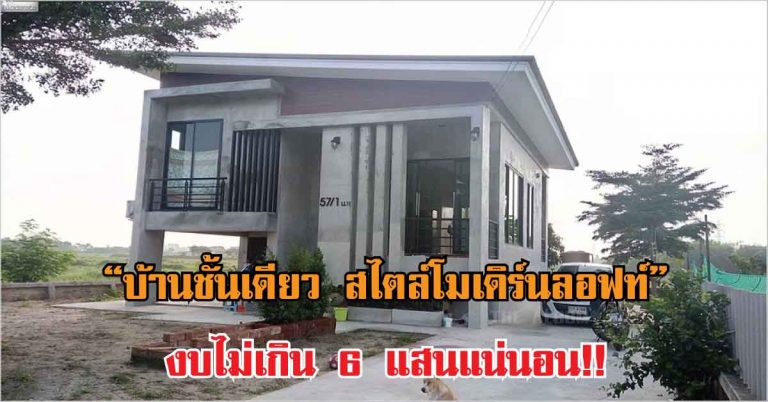 “บ้านชั้นเดียว สไตล์โมเดิร์นลอฟท์” ปูนเปลือย ดิบๆ งบไม่เกิน 6 แสนแน่นอน!!