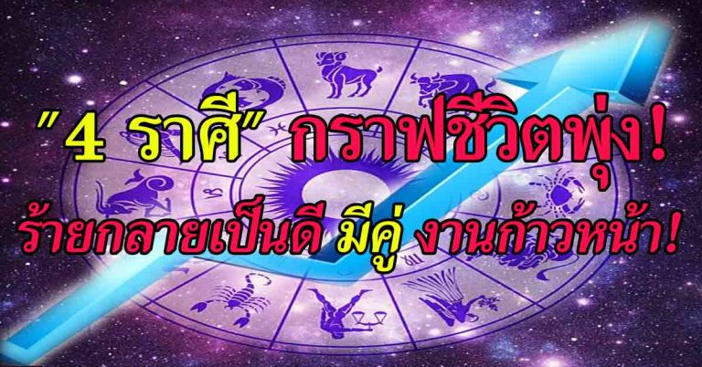 “4 ราศี” กราฟชีวิตพุ่ง! โชคร้ายกลายเป็นดี มีโอกาสเจอเนื้อคู่ที่ต้องใจ!!