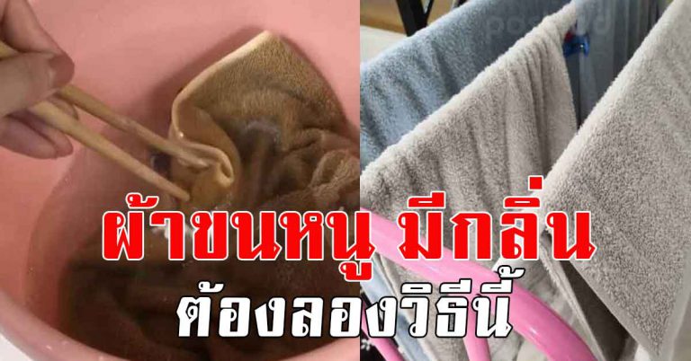 ผ้าเช็ดตัวเก่า ใช้ไปนานๆมีกลิ่น ซักไม่สะอาด ต้องลองวิธีซักเสร็จหอม